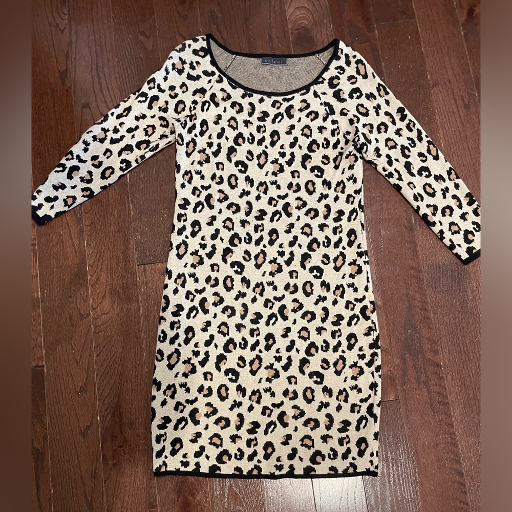 Velvet Leopard print long sleeve dress